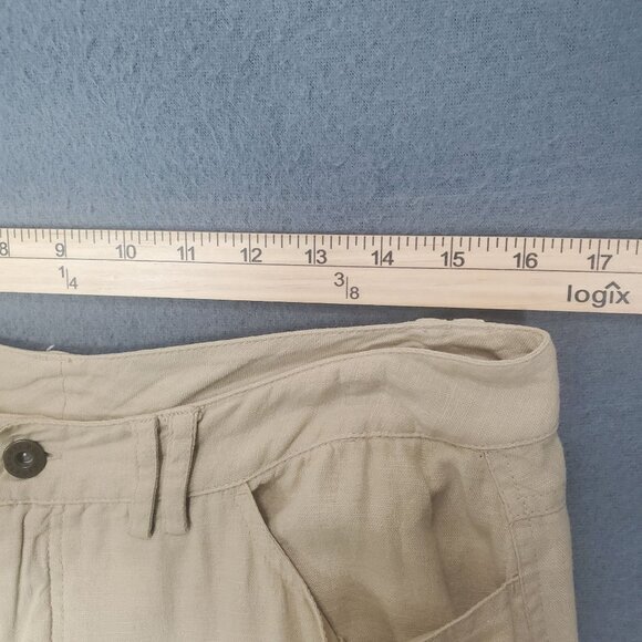 AXCESS Pants Womens SZ 6 Linen Cargo Pockets‎ Safari Khaki Crop Coastal Beach - Picture 4 of 10